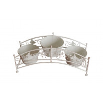 Kukkateline kolmelle ruukulle Chic Garden Kaari, 30x60x20cm, valkoinen