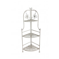 Kulmahyllykkö kukkakoristein Chic Garden, 120x49x49cm, 3 tasoa, kokoontaittuva, valkoinen