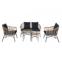Sohvaryhmä Chic Garden Milano, sohva + 2 pöytää + 2 nojatuolia, beige/grafiitti
