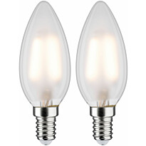 LED-kynttilälamppu Paulmann Candle, E14, 250lm, 3W, 2700K, filamentti, matta, 2kpl