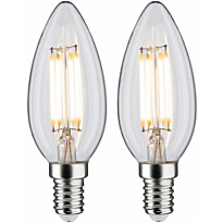 LED-kynttilälamppu Paulmann Candle, E14, 470lm, 4.5W, 2700K, filamentti, kirkas, 2kpl