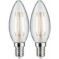 LED-kynttilälamppu Paulmann Candle, E14, 250lm, 2.7W, 2700K, filamentti, kirkas, 2kpl