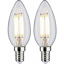 LED-kynttilälamppu Paulmann Candle, E14, 470lm, 4.8W, 4000K, filamentti, matta, 2kpl