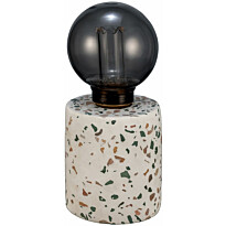 LED-pöytävalaisin Paulmann Pauleen Elegant Flare, paristokäyttöinen, E27, 2500K, terrazzo