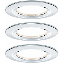 Upotettava LED-valaisin Paulmann Nova Coin Rigid, 3kpl, IP44, Ø78mm, 6W, 470lm, 2700K, himmennettävä, kromi