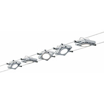 LED-vaijerivalaisinsetti Paulmann MacLED Basic, 2700K, viisi valaisinta, mattakromi