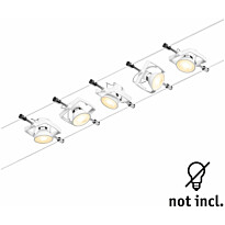 Vaijerivalaisinsetti Paulmann CorDuo Mac II, GU5.3, 230/12V, 5 valaisinta, mattavalkoinen/kromi