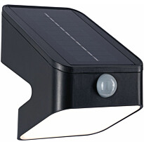 Aurinkokennoseinävalaisin Paulmann Lesly 113x126mm USB-ladattava hämäräohjattu liiketunnistin IR IP65 3000K 5.5W 400lm antrasiitti