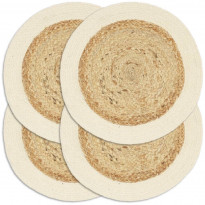 Tabletit 4 kpl luonnollinen 38 cm pyöreä juutti ja puuvilla