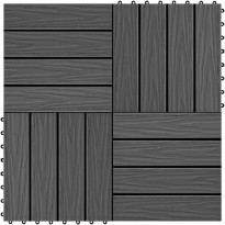 Terassilaatat 11 kpl puumuovikomposiitti 30x30 cm 1m² musta