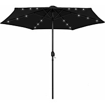 Ulkoaurinkovarjo led-valot alumiinitanko 270 cm musta