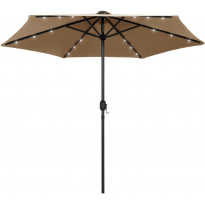 Ulkoaurinkovarjo led-valot alumiinitanko 270cm harmaanruskea