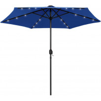 Ulkoaurinkovarjo led-valot alumiinitanko 270cm taivaansininen