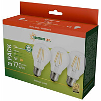 LED-lamppu Spectrum E27 7W 230V 2700K kirkas 3kpl/pkt