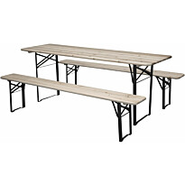 Kokoontaitettava ruokailuryhmä Venture Home Guniess, 200x60cm pöytä + 2 penkkiä, puunruskea/musta