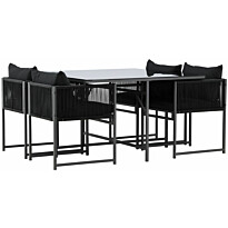 Ruokailuryhmä Venture Home Noto, 120x120cm ruokapöytä + 4 tuolia, musta