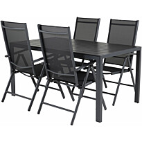 Ruokailuryhmä Venture Home, 150x90cm musta Break-pöytä + 4 mustaa Break-säätötuolia