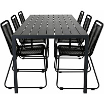 Ruokailuryhmä Venture Home, 205x90cm Break-pöytä + 6 pinottavaa Lindos-tuolia