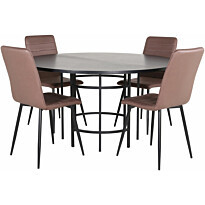 Ruokailuryhmä Venture Home, ⌀140cm musta Copenhagen-pöytä + 4 Windu Lyx -tuolia