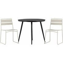 Parvekeryhmä Venture Home, ø90cm, musta Break-pöytä + 2 beigeä Lina-tuolia