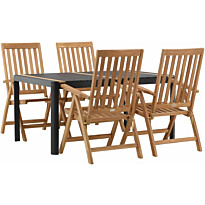 Ruokailuryhmä Venture Home, 150x100cm Togo-pöytä + 4 kokoontaitettavaa Kenya-säätötuolia