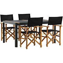 Ruokailuryhmä Venture Home, 150x100cm musta/tiikki Togo-pöytä + 4 mustaa Marion-tuolia