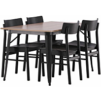 Ruokailuryhmä Venture Home, 140x80cm ruskea Tempe-pöytä + 4 Montros-tuolia