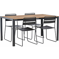 Ruokailuryhmä Venture Home, 150x90cm ruskea/musta Break-pöytä + 4 mustaa Lina-tuolia