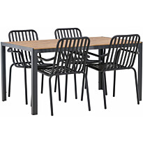 Ruokailuryhmä Venture Home, 150x90cm ruskea/musta Break-pöytä + 4 mustaa Peking-tuolia