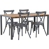 Ruokailuryhmä Venture Home, 150x90cm ruskea/musta Break-pöytä + 4 mustaa Tablas-tuolia