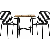 Parvekeryhmä Venture Home, 88x70cm Holmbeck-pöytä + 2 mustaa Peking-tuolia