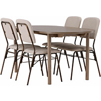Ruokailuryhmä Venture Home, 180x90cm ruskea Andy-pöytä + 4 beigeä Seda-tuolia