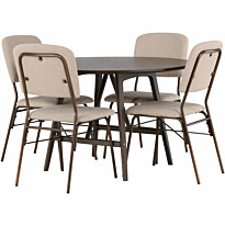Ruokailuryhmä Venture Home, ⌀100cm ruskea Kaseidon-pöytä + 4 beigeä Seda-tuolia