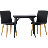 Ruokailuryhmä Venture Home, 80x80cm musta Tempe-pöytä + 2 mustaa Today-tuolia