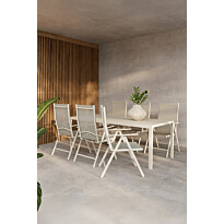 Ruokailuryhmä Venture Home, 205x90cm beige Break-pöytä + 6 beigeä Break-tuolia