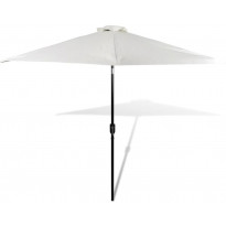 Valkoinen aurinkovarjo terästolpalla 3 m