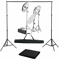 Valokuvastudiosarja 6 valosarjalla ja taustakankaalla