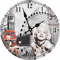 Vintagetyylinen seinäkello marilyn monroe 30 cm