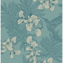 Tapetti 1838 Wallcoverings Hummingbird, turkoosi, 0,52x10,05m