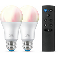 LED-älylamppu Wiz A60 Full Color, Wi-Fi, 60W, E27, RGB, 2kpl + kaukosäädin