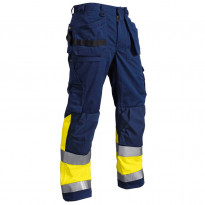 Riipputaskuhousut Blåkläder 1529 Highvis, sininen/keltainen, 100% puuvilla