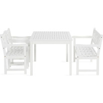 Ruokailuryhmä Oaxen 180cm + 2 tuolia + penkki valk/akaasia