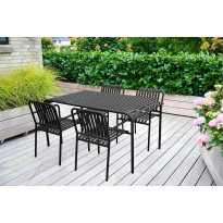 Ruokailuryhmä Gardeno 150cm + 4 pinottavaa tuolia, eri värejä