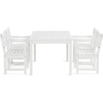 Ruokailuryhmä Oaxen 180cm + 4 ruokatuolia valk/akaasia