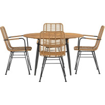 Ruokapöytä Palmona 120cm pyöreä + 4 Malaga karmituolia