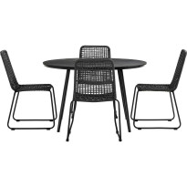 Ruokailuryhmä Roubai pyöreä 120cm + 4 Hilltorp ruokatuolia
