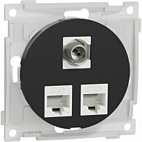 Datarasia Schneider Electric ELKO One, 2xC6 UTP + 1xFIEC, suora, uppoasennus, keskiölevyllä