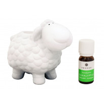 Saunakoriste Emendo Lammas, valkoinen + Saunatuoksu Eukalyptus, 10ml