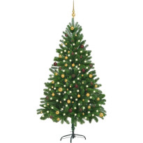 Tekojoulukuusi LED-valoilla ja valoilla, vihreä, PE, eri kokoja