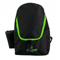 Frisbeegolfreppu Viking Discs Rucksack Light, 15 kiekolle, musta/limenvihreä